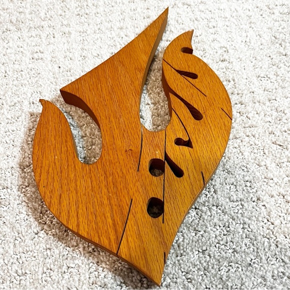 Nature Design Jesus Name Wooden Carving Religious Christian Decor Stylized - Picture 1 of 8